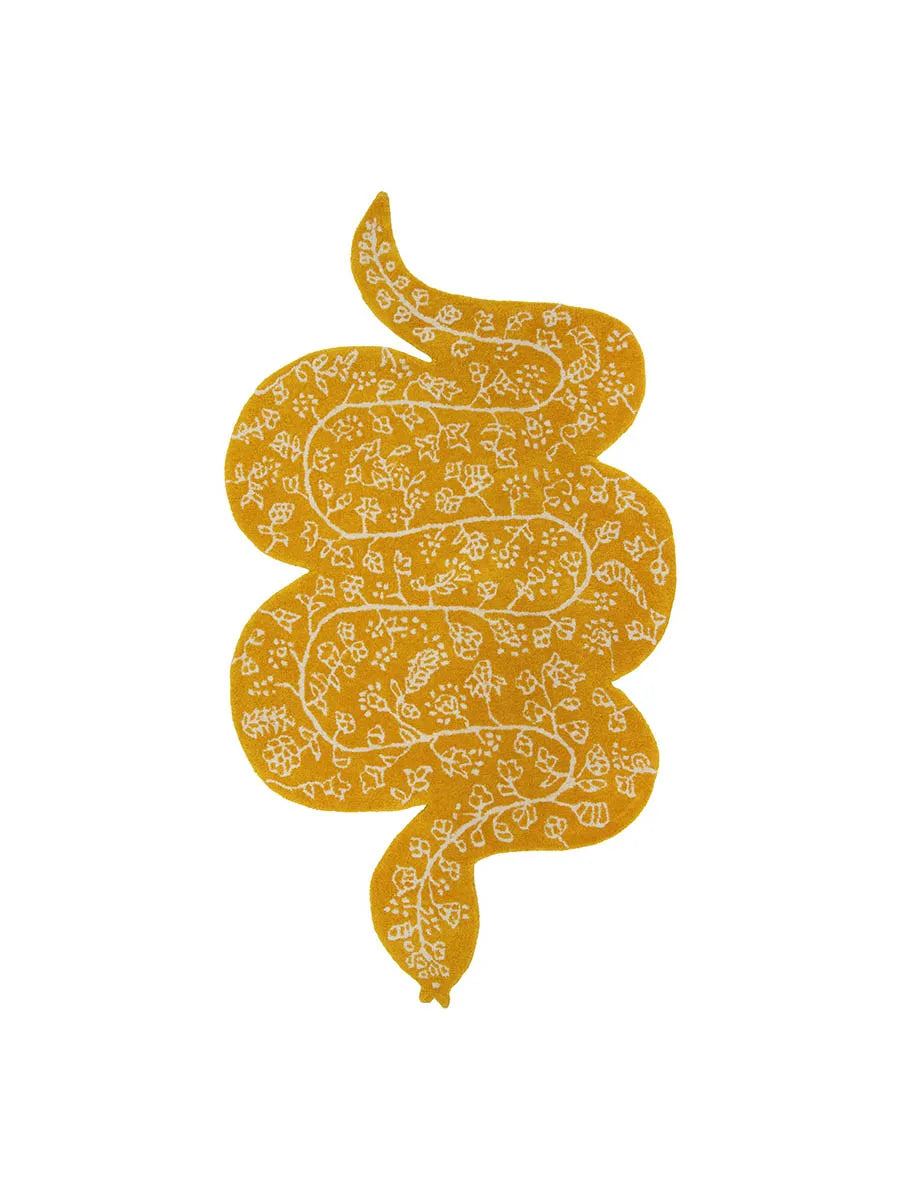 Burma snake rug, mustard og creme fra Bongusta - 1 - Jacobsen Plus