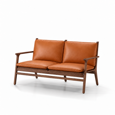 Stellar Works - Rén 2-pers sofa, valnød, hynder m. cognac læder - 1 - Jacobsen Plus