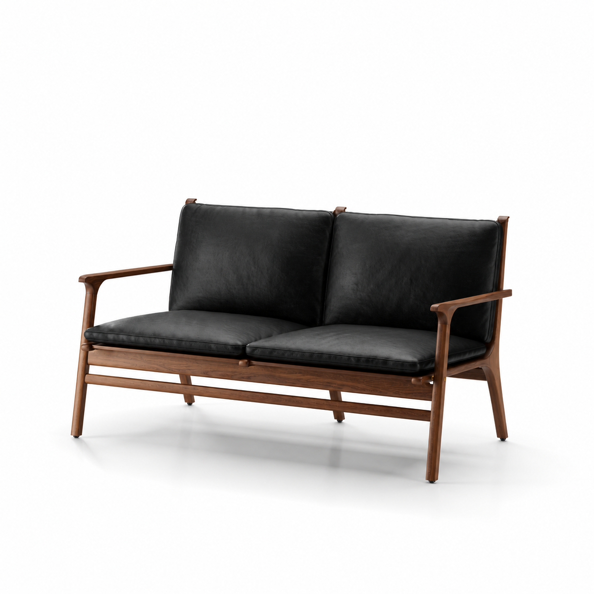 Stellar Works - Rén 2-pers sofa, valnød, hynder m. sort læder - 1 - Jacobsen Plus