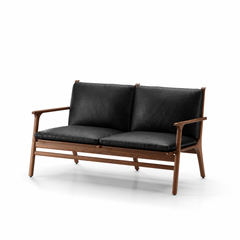 Stellar Works - Rén 2-pers sofa, valnød, hynder m. sort læder