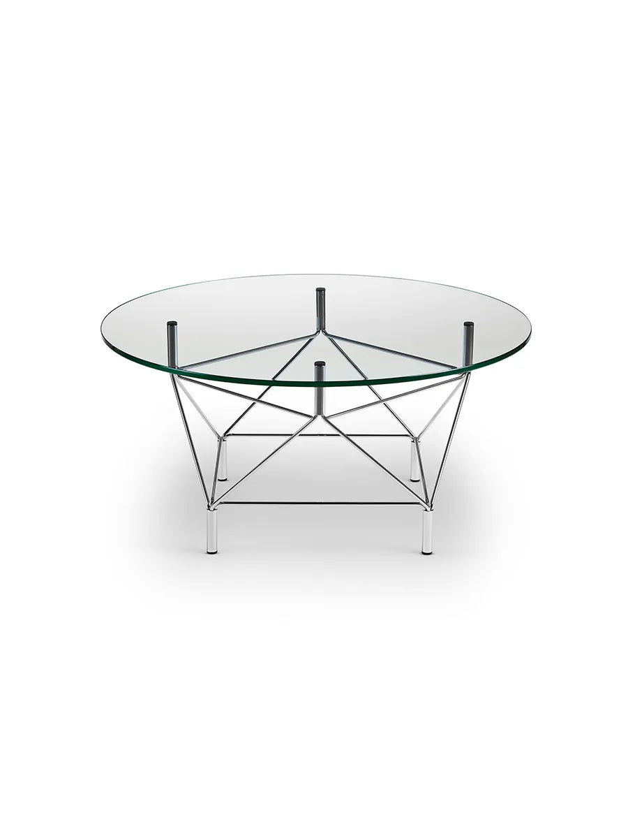 Spider Sofabord Ø 105 cm, krom stel fra Eilersen - Klar Glasplade - Jacobsen Plus