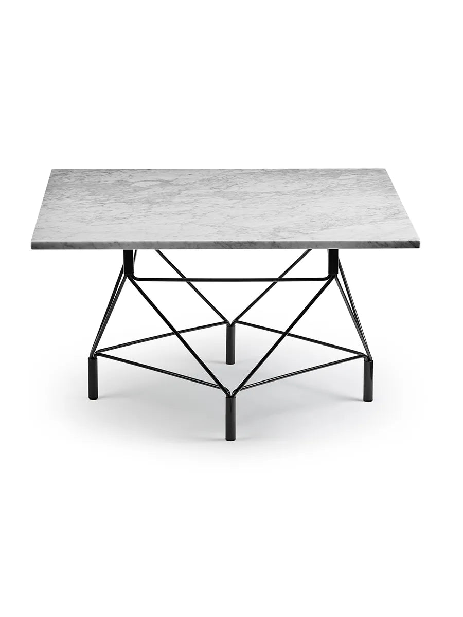 Spider Sofabord 80 x 80 cm, sort stel fra Eilersen - Hvid Marmor - Jacobsen Plus
