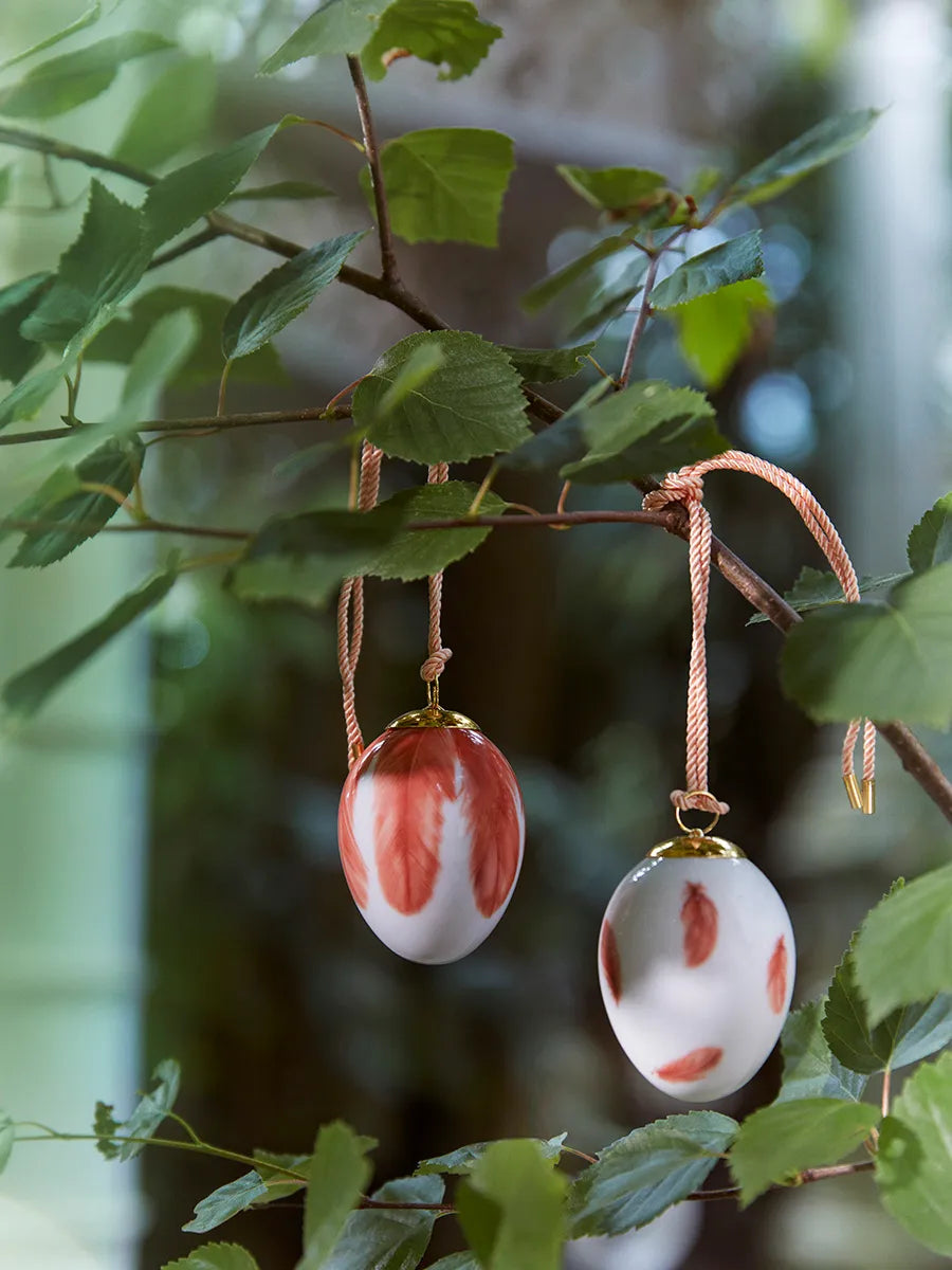 Royal Copenhagen Påskeæg 2025, 2 stk. Rødstjertfjer