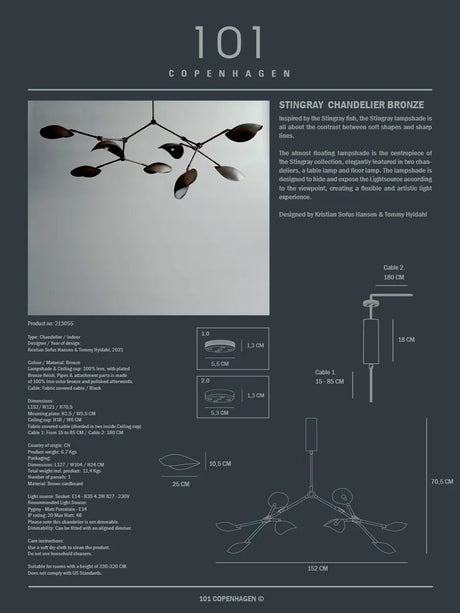 Stingray Chandelier fra 101 Copenhagen - Bronze - Jacobsen Plus