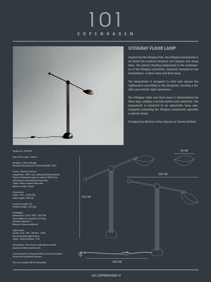 Stingray gulvlampe, bronze fra 101 Copenhagen - 8 - Jacobsen Plus
