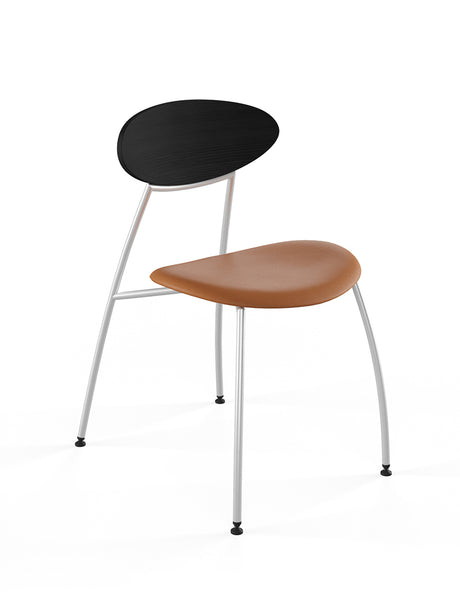 Stone stol, cognac læder fra Naver Collection - Ask sortbejdset / Rustfrit stål - Jacobsen Plus