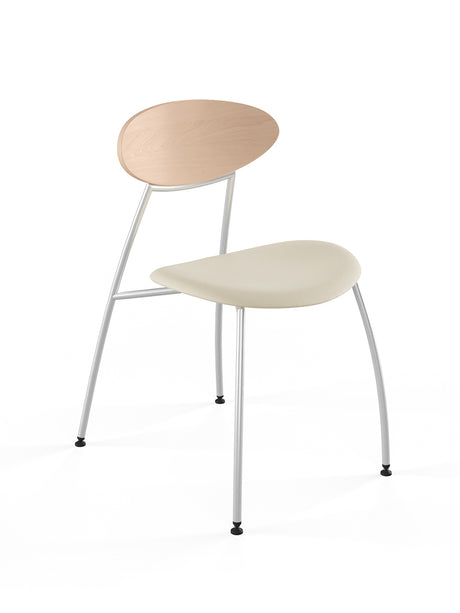 Stone stol, creme læder fra Naver Collection - Eg hvidolie / Rustfrit stål - Jacobsen Plus