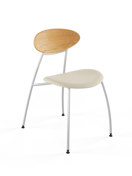Stone stol, creme læder fra Naver Collection - Eg olie / Rustfrit stål - Jacobsen Plus