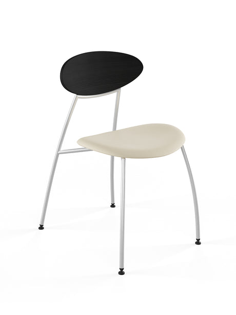 Stone stol, creme læder fra Naver Collection - Ask sortbejdset / Rustfrit stål - Jacobsen Plus