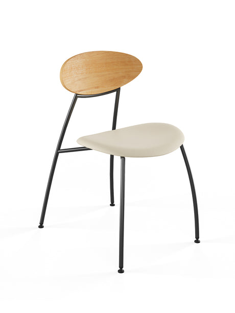 Stone stol, creme læder fra Naver Collection - Eg olie / Sort pulverlakeret stål - Jacobsen Plus