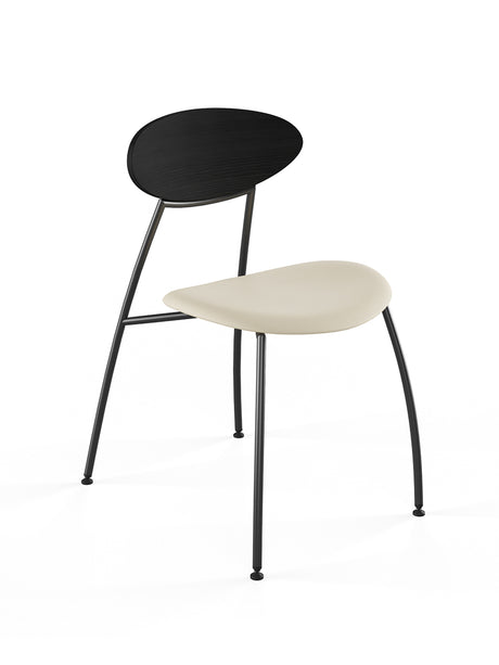 Stone stol, creme læder fra Naver Collection - Ask sortbejdset / Sort pulverlakeret stål - Jacobsen Plus