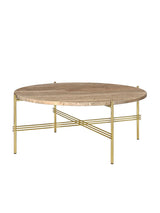Gamfratesi TS Bord Ø80 fra GUBI - Warm Taupe Travertine - messing - Jacobsen Plus