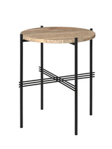 Gamfratesi TS Bord Ø40 fra GUBI - Warm Taupe Travertine - sort - Jacobsen Plus