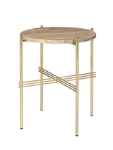 Gamfratesi TS Bord Ø40 fra GUBI - Warm Taupe Travertine - messing - Jacobsen Plus