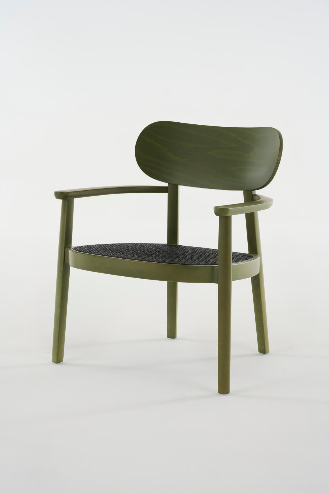 119 F lænestol fra Thonet - Dark Melange - Stained beech olive green as RAL 6003 - Jacobsen Plus
