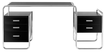 S 285 skrivebord, krom fra Thonet - Stained beech I black TP 29 - 1 large corpus + 1 small corpus - Jacobsen Plus