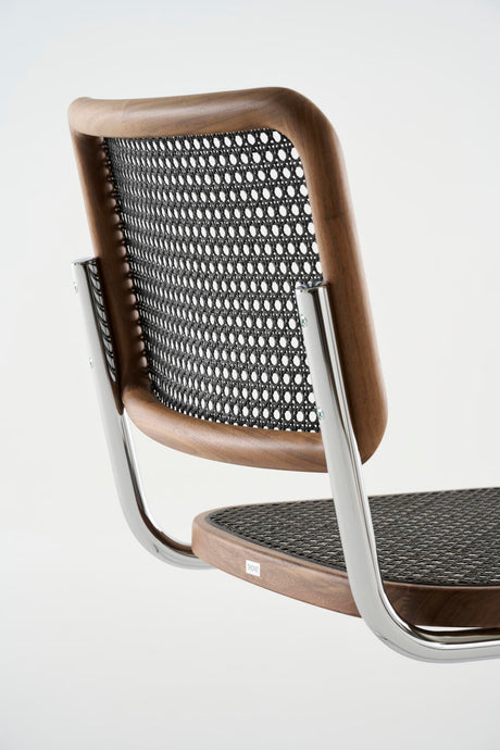 S 32 V Spisebordsstol, Drak Melange fra Thonet - Chrome - Oiled walnut - Jacobsen Plus