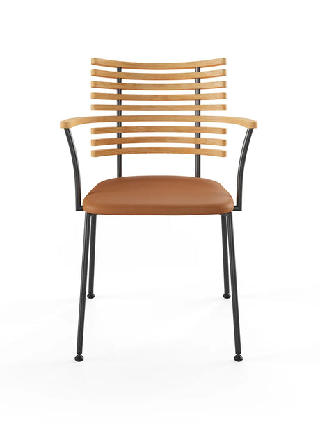 Tiger Armstol, cognac læder fra Naver Collection - Eg olie / Sort pulverlakeret stål - Jacobsen Plus