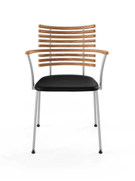Tiger Armstol, sort læder fra Naver Collection - Elm olie / Rustfrit stål - Jacobsen Plus