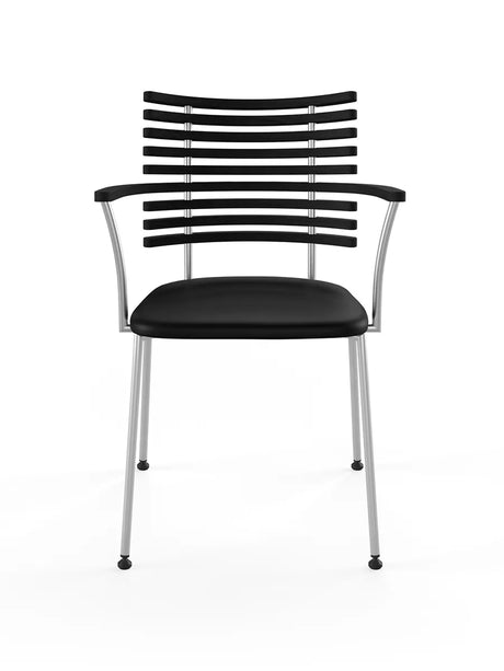 Tiger Armstol, sort læder fra Naver Collection - Ask sortbejdset / Rustfrit stål - Jacobsen Plus
