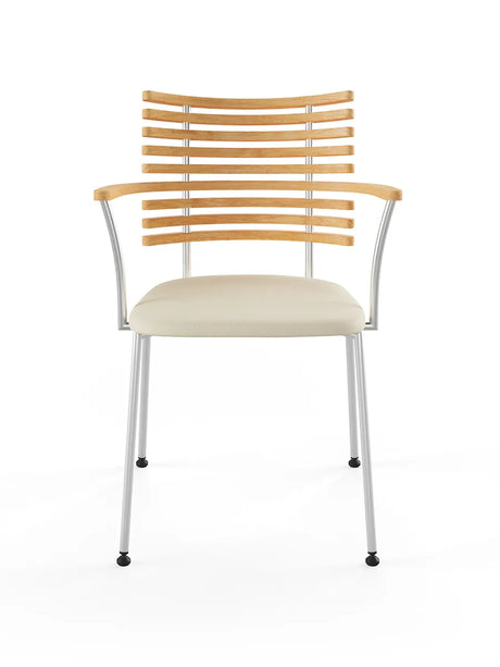 Tiger Armstol, creme læder fra Naver Collection - Eg olie / Rustfrit stål - Jacobsen Plus
