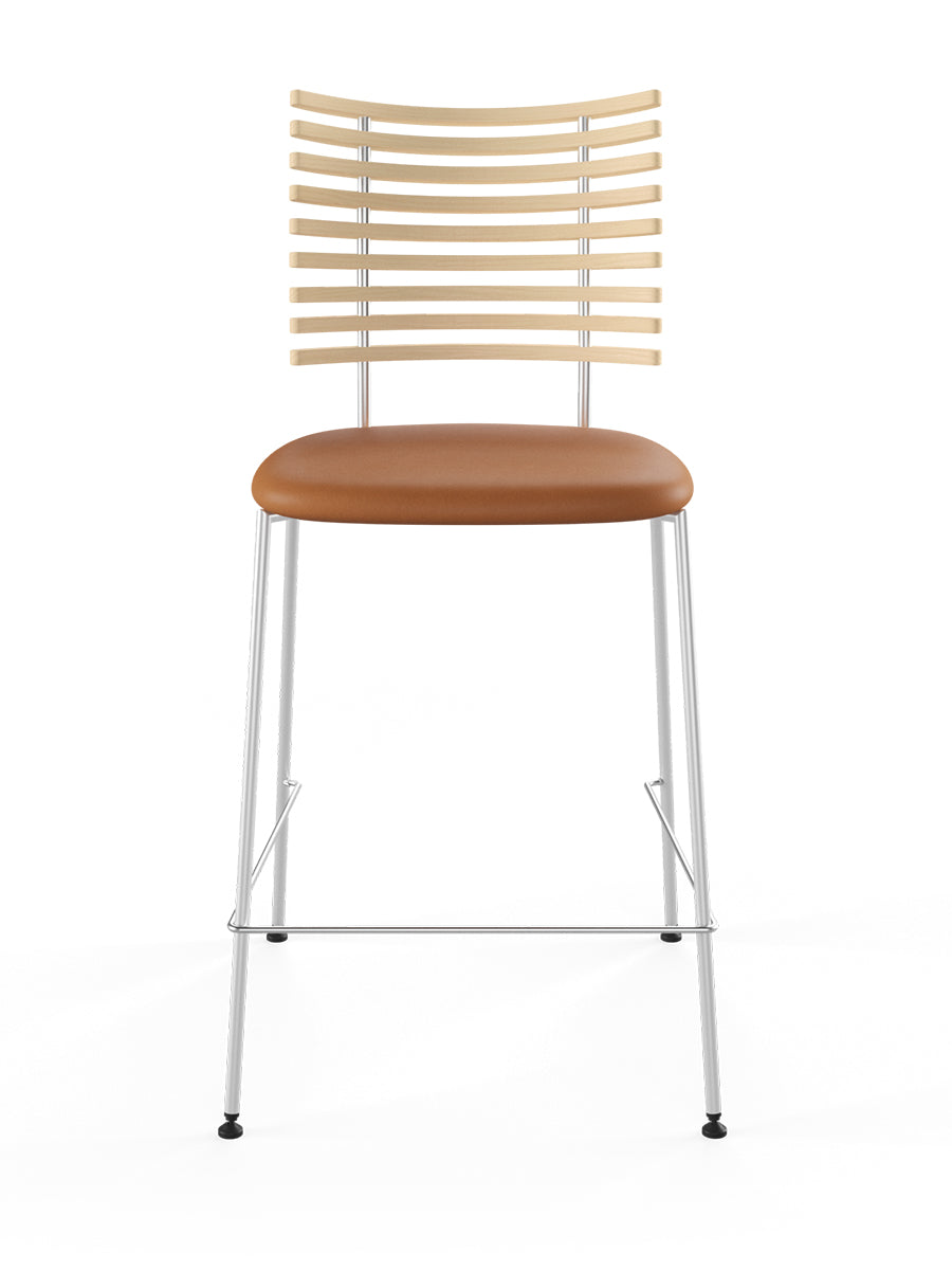 Tiger Barstol, cognac læder fra Naver Collection - Ask hvidolie / Rustfrit stål - Jacobsen Plus