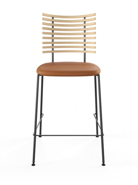 Tiger Barstol, cognac læder fra Naver Collection - Ask hvidolie / Sort pulverlakeret stål - Jacobsen Plus