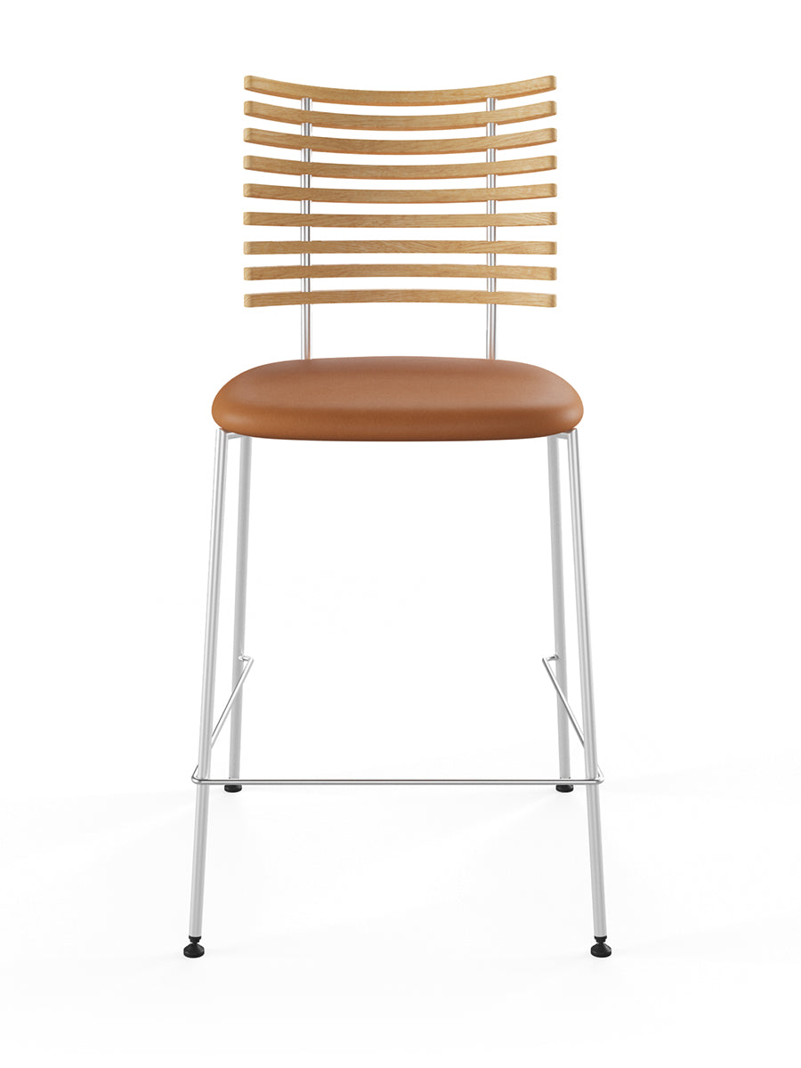 Tiger Barstol, cognac læder fra Naver Collection - Ask olie / Rustfrit stål - Jacobsen Plus