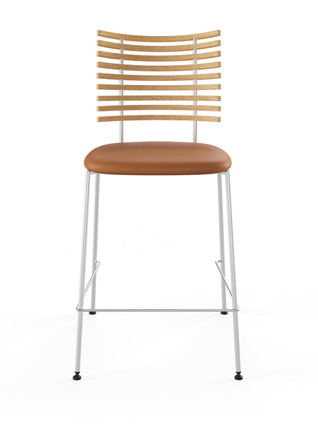 Tiger Barstol, cognac læder fra Naver Collection - Ask olie / Rustfrit stål - Jacobsen Plus