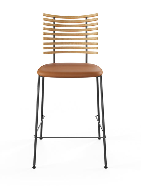 Tiger Barstol, cognac læder fra Naver Collection - Ask olie / Sort pulverlakeret stål - Jacobsen Plus