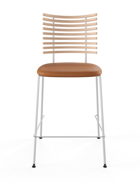 Tiger Barstol, cognac læder fra Naver Collection - Eg hvidolie / Rustfrit stål - Jacobsen Plus