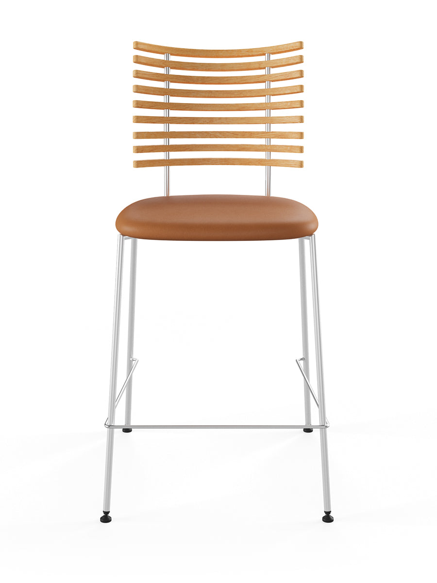 Tiger Barstol, cognac læder fra Naver Collection - Eg olie / Rustfrit stål - Jacobsen Plus