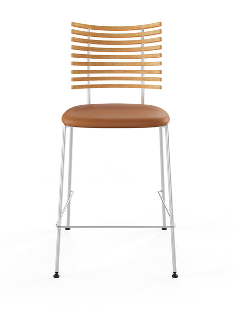 Tiger Barstol, cognac læder fra Naver Collection - Eg olie / Rustfrit stål - Jacobsen Plus