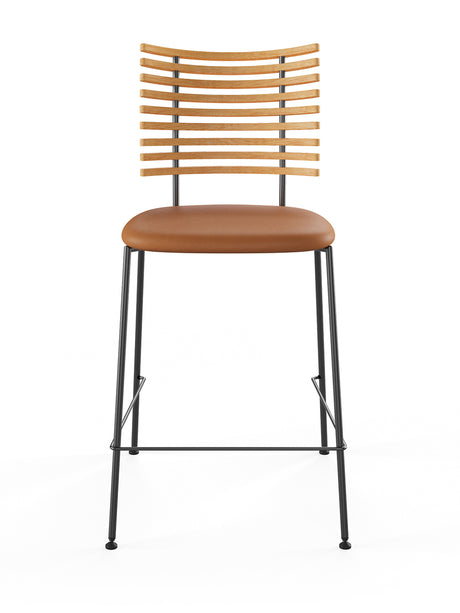 Tiger Barstol, cognac læder fra Naver Collection - Eg olie / Sort pulverlakeret stål - Jacobsen Plus