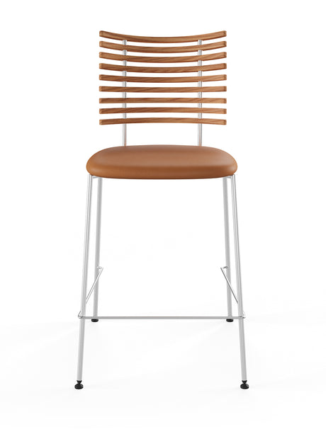 Tiger Barstol, cognac læder fra Naver Collection - Elm olie / Rustfrit stål - Jacobsen Plus