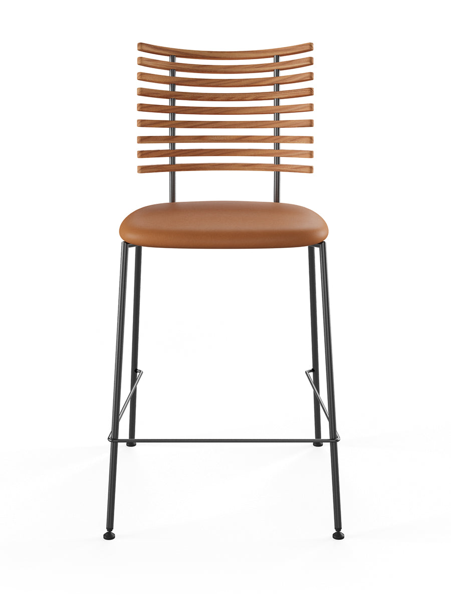 Tiger Barstol, cognac læder fra Naver Collection - Elm olie / Sort pulverlakeret stål - Jacobsen Plus