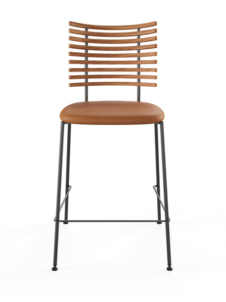 Tiger Barstol, cognac læder fra Naver Collection - Elm olie / Sort pulverlakeret stål - Jacobsen Plus