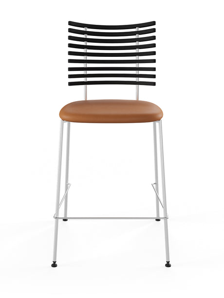 Tiger Barstol, cognac læder fra Naver Collection - Ask sortbejdset / Rustfrit stål - Jacobsen Plus