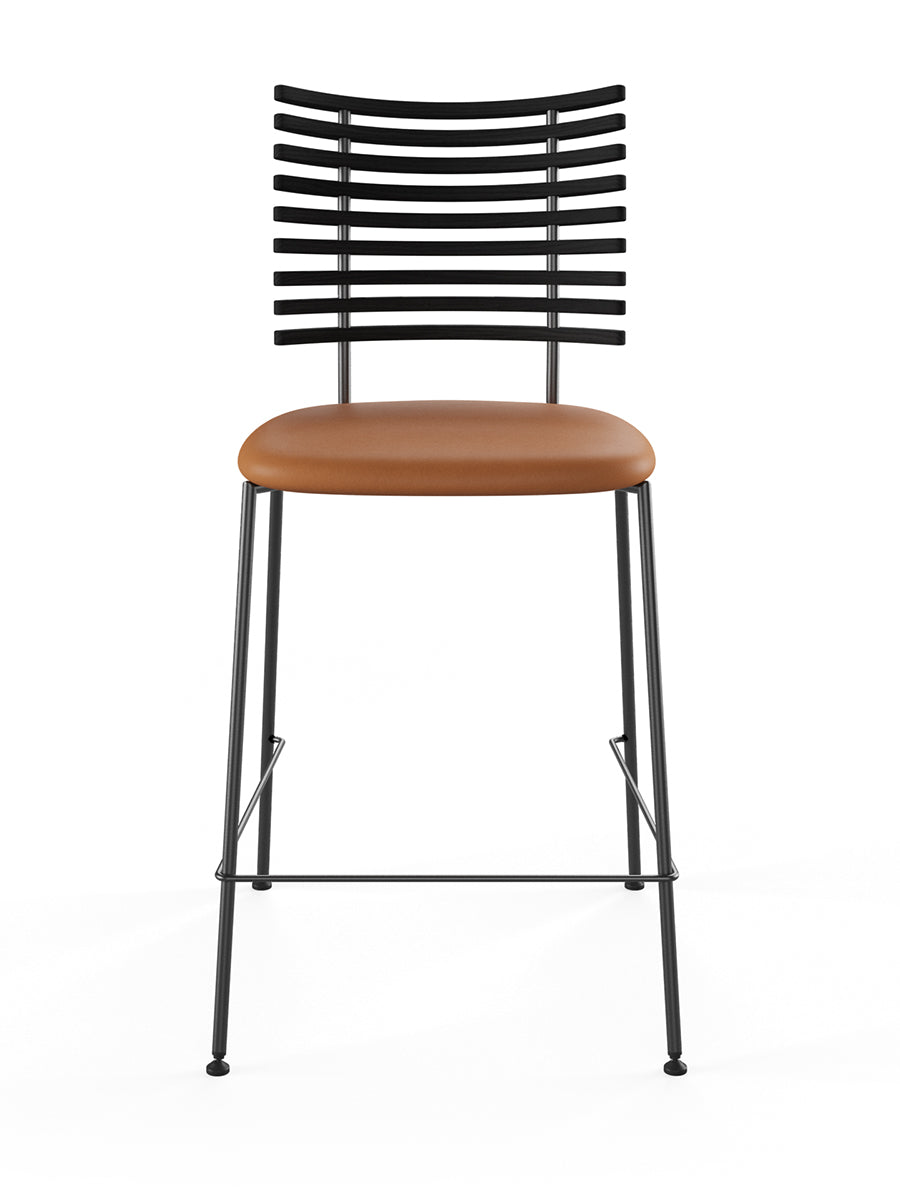 Tiger Barstol, cognac læder fra Naver Collection - Ask sortbejdset / Sort pulverlakeret stål - Jacobsen Plus