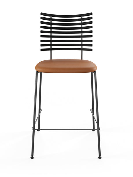 Tiger Barstol, cognac læder fra Naver Collection - Ask sortbejdset / Sort pulverlakeret stål - Jacobsen Plus