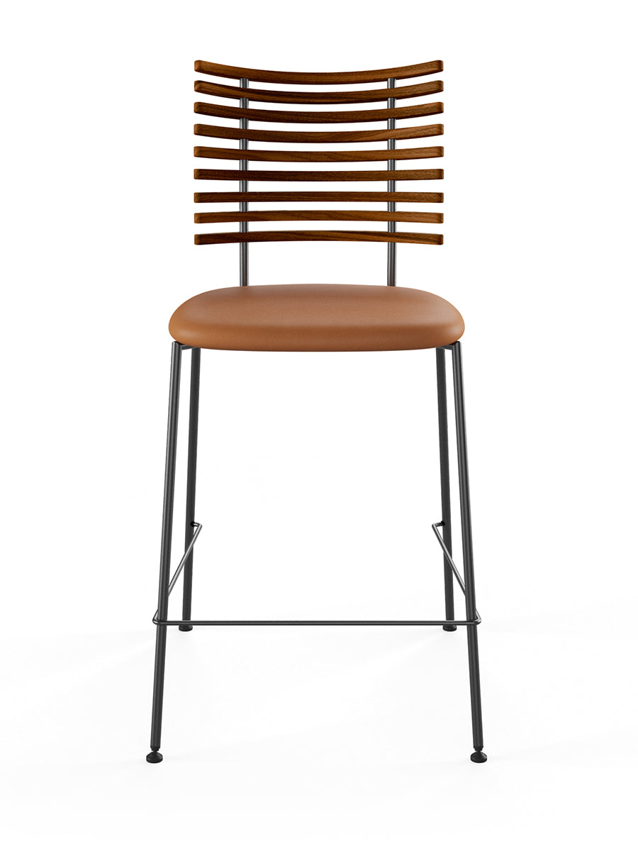 Tiger Barstol, cognac læder fra Naver Collection - Valnød / Sort pulverlakeret stål - Jacobsen Plus