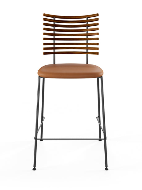 Tiger Barstol, cognac læder fra Naver Collection - Valnød / Sort pulverlakeret stål - Jacobsen Plus