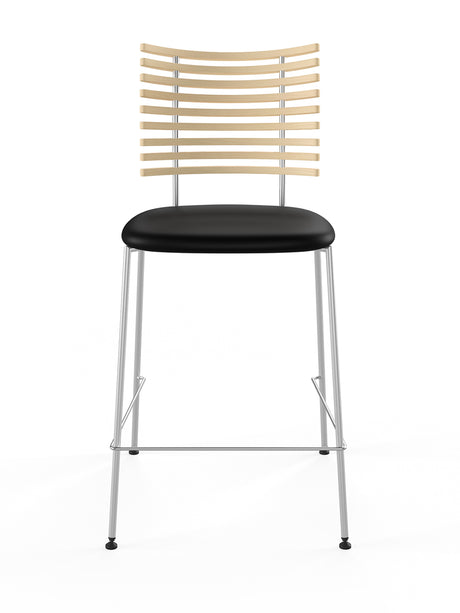 Tiger Barstol, sort læder fra Naver Collection - Ask hvidolie / Rustfrit stål - Jacobsen Plus