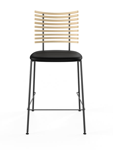 Tiger Barstol, sort læder fra Naver Collection - Ask hvidolie / Sort pulverlakeret stål - Jacobsen Plus