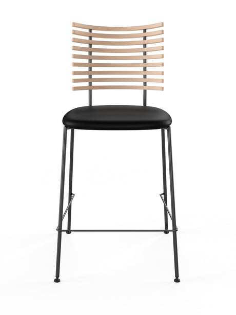 Tiger Barstol, sort læder fra Naver Collection - Eg hvidolie / Sort pulverlakeret stål - Jacobsen Plus