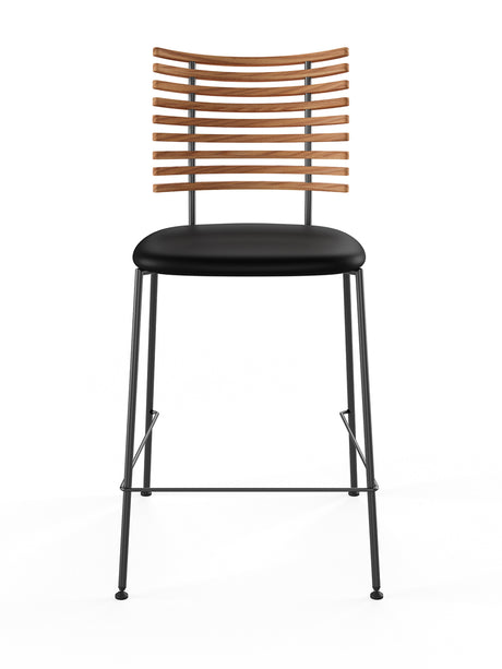 Tiger Barstol, sort læder fra Naver Collection - Elm olie / Sort pulverlakeret stål - Jacobsen Plus