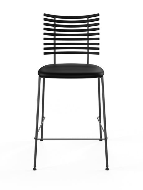 Tiger Barstol, sort læder fra Naver Collection - Ask sortbejdset / Sort pulverlakeret stål - Jacobsen Plus