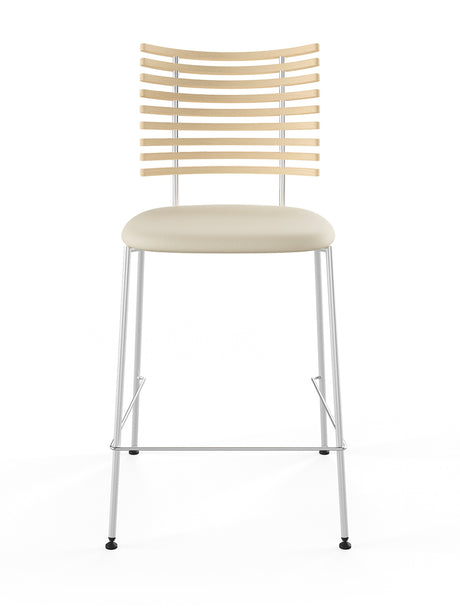 Tiger Barstol, creme læder fra Naver Collection - Ask hvidolie / Rustfrit stål - Jacobsen Plus