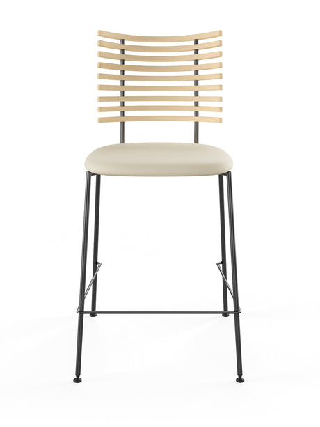 Tiger Barstol, creme læder fra Naver Collection - Ask hvidolie / Sort pulverlakeret stål - Jacobsen Plus