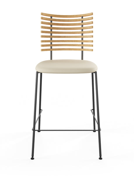 Tiger Barstol, creme læder fra Naver Collection - Ask olie / Sort pulverlakeret stål - Jacobsen Plus